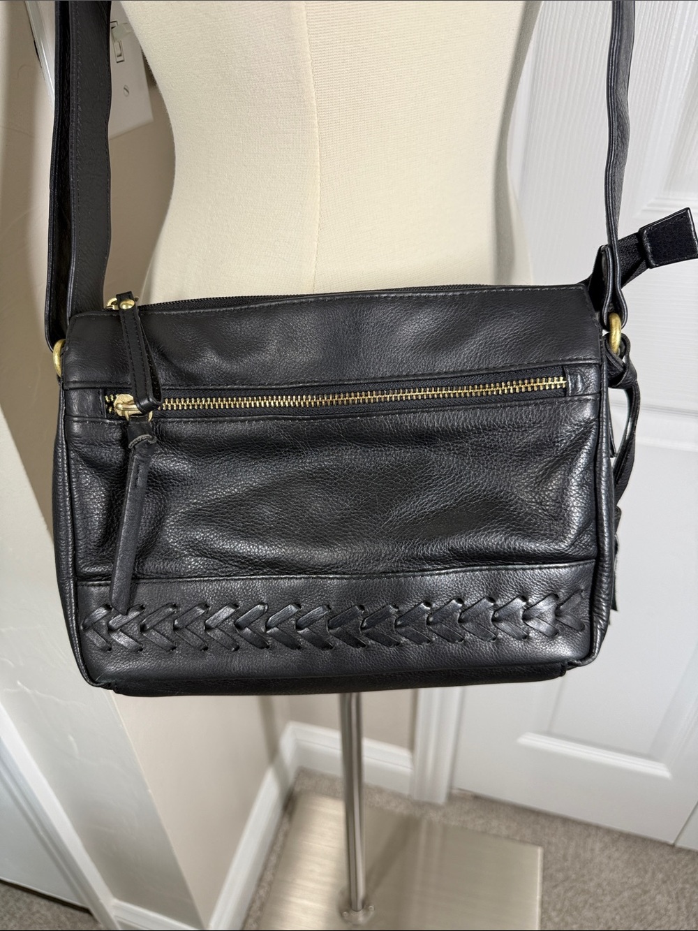 Great American Leather Works black leather crossbody shoulder bag western - Picture 2 of 16